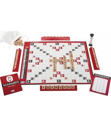 Scarabeo - Gioco di Parole in Scatola per Famiglie | 2-4 Giocatori, Età 10+, Divertimento con Tessere in Legno, 25 Minuti di Sf
