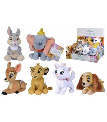  Classic Animals cm.20 - 6 asst (Bambi, Dumbo, Minou, Tippete, Lilly, Simba) in espositore 12pz