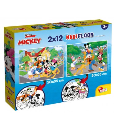 2 Puzzle da 12 Pezzi Maxi - Double Face: Mickey
