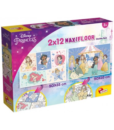 2 Puzzle da 12 Pezzi Maxi - Double Face: Principesse Disney