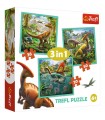 3 Puzzle in 1 - Lo Straordinario Mondo dei Dinosauri