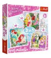 3 Puzzle in 1 - Principesse Dinsey Rapunzel, Aurora e Ariel