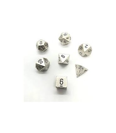 Chessex Specialty Dice Sets - Solid Metal Silver Colour Poly 7 die set