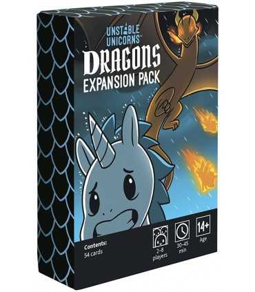 Unstable Unicorns - Dragons: Espansione Strategica per 2-8 Giocatori, 54 Carte Caotiche, Divertimento per Famiglie e Amici!