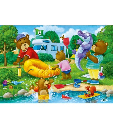 2 Puzzle da 24 Pezzi - Famiglia di Orsi Va in Campeggio