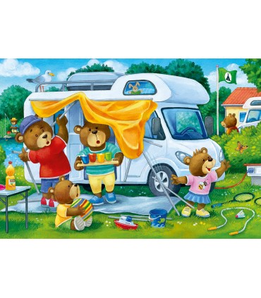 2 Puzzle da 24 Pezzi - Famiglia di Orsi Va in Campeggio