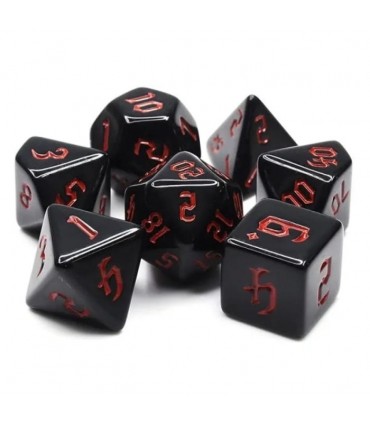 Set di 7 Dadi Opaque - Chon Drite Black-Red