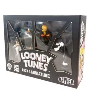 Looney Tunes Mayhem - Pack 4 Miniature: Silvestro, Titti, Willy il Coyote e Beep Beep per divertimento strategico in famiglia!