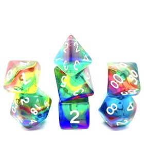 Set di 7 Dadi Transparent - Rainbow Storm