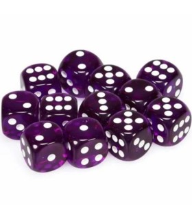 Set di Dadi 12D6 Trasparente (Viola, Bianco)