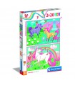 2 Puzzle da 20 Pezzi - Unicorni Brillianti