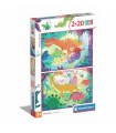 2 Puzzle da 20 Pezzi - Funny Dinos