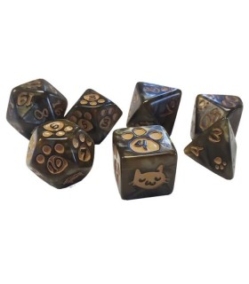 Set di 7 Dadi - Kitten Polyhedral Dice Set Brown
