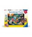 2 Puzzle da 12 Pezzi - Animali nello Spazio