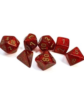 Chessex Set Dadi Glitter Poolyedral Ruby Red/gold