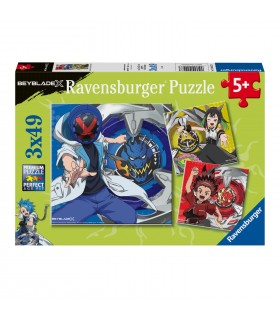 3 Puzzle da 49 Pezzi Quadrato - Beyblade