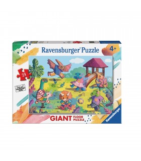 Puzzle da 24 Pezzi - Gigante da Pavimento: Dinosauri al Parco Giochi