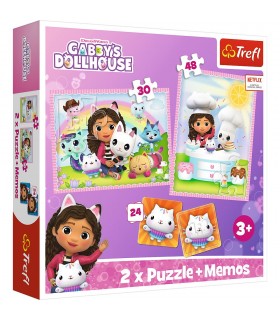 2 Puzzle in 1 + Memos - Gabby's Dollhouse: Gabby with her Cat Friend