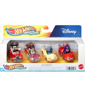 Hot Wheels - Pack 4 Mini Auto Personaggi Disney