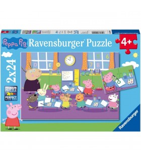 2 Puzzle da 24 Pezzi - Peppa Pig: Peppa a Scuola