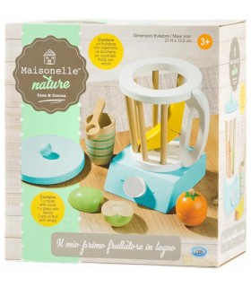 Maisonelle Nature - Il mio primo frullatore in legnomisura prodotto: 13.5*13*21 cm un bicchiere, un cucchiaio, frutta con velcro