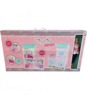 City Life - Villettacon 3 stanze con  accessorimisura playset montato 61*40*78 cm
