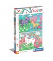 2 Puzzle da 20 Pezzi - Unicorni Brillianti