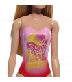 Barbie Beach Costume Rosa Capelli Biondi