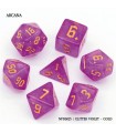Set di 7 Dadi - Arcana - Glitter Violet - Gold