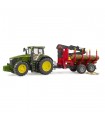  Trattore John Deere 7R 350 con benna e rimorchio trasporto tronchi