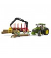  Trattore John Deere 7R 350 con benna e rimorchio trasporto tronchi