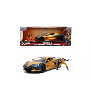 Marvel - X-Men Wolverine Chevy Corvette in Scala 1:24 Diecast con Personaggio