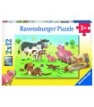 2 Puzzle da 12 Pezzi - Famiglie Animali