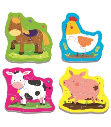 4 Puzzle in 1 Sagomato - Baby Classic: Animali della Fattoria