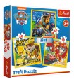 3 Puzzle in 1 Paw Patrol Marshall Rubble e Chase