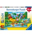 2 Puzzle da 24 Pezzi - Famiglia di Orsi Va in Campeggio