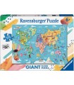 Puzzle da 125 Pezzi - Gigante da Pavimento: Mappa del Mondo