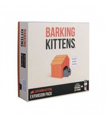Exploding Kittens: Barking Kittens - Espansione Divertente con 20 Nuove Carte e Corona di Gatto - Gioco di Carte per Famiglie