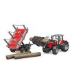Trattore Massey Ferguson 7480 con rimorchio trasporto tronchi