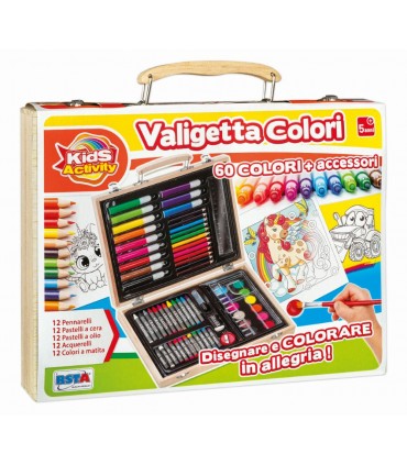 Valigetta legno 67 pezzi colori ass.ti con acc.kids activity