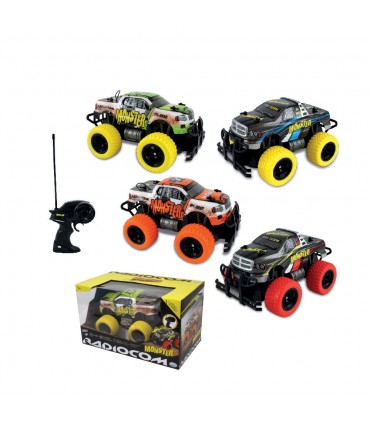 Radiocom - Pick Up Monster Auto Scala 1:18,RC 27 MHzcon paraurti, ruote coloratebatterie non incluse