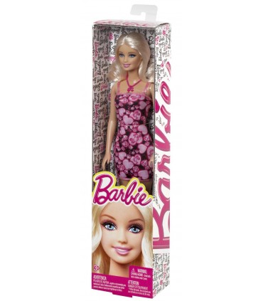 Barbie Trendy Vestito Fantasia Rosa Nero Capelli Biondi