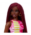 Barbie Fashionistas Curvy Vestito Rosa e Giallo con Treccine