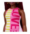 Barbie Fashionistas Curvy Vestito Rosa e Giallo con Treccine