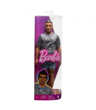 Ken Fashionistas T Shirt Paisley e Capelli Raccolti
