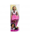 Barbie Fashionistas Bambola con Vestito Rosa e Capelli Neri