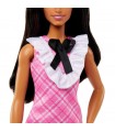 Barbie Fashionistas Bambola con Vestito Rosa e Capelli Neri