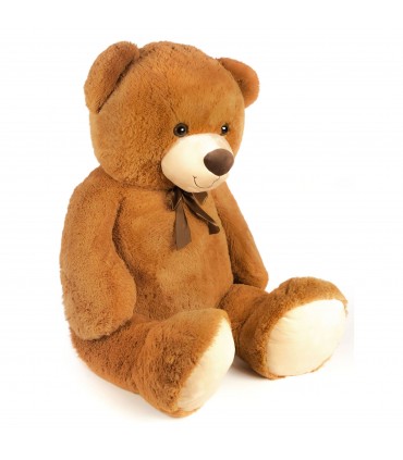 Orso Marrone L 130Cm C/Fiocco - Imbottitura Materiale 100% Riciclato