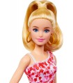 Barbie Fashionistas Bambola con Capelli Biondi e Vestito a Fiori Rosa e Rossi