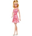 Barbie Fashionistas Bambola con Capelli Biondi e Vestito a Fiori Rosa e Rossi